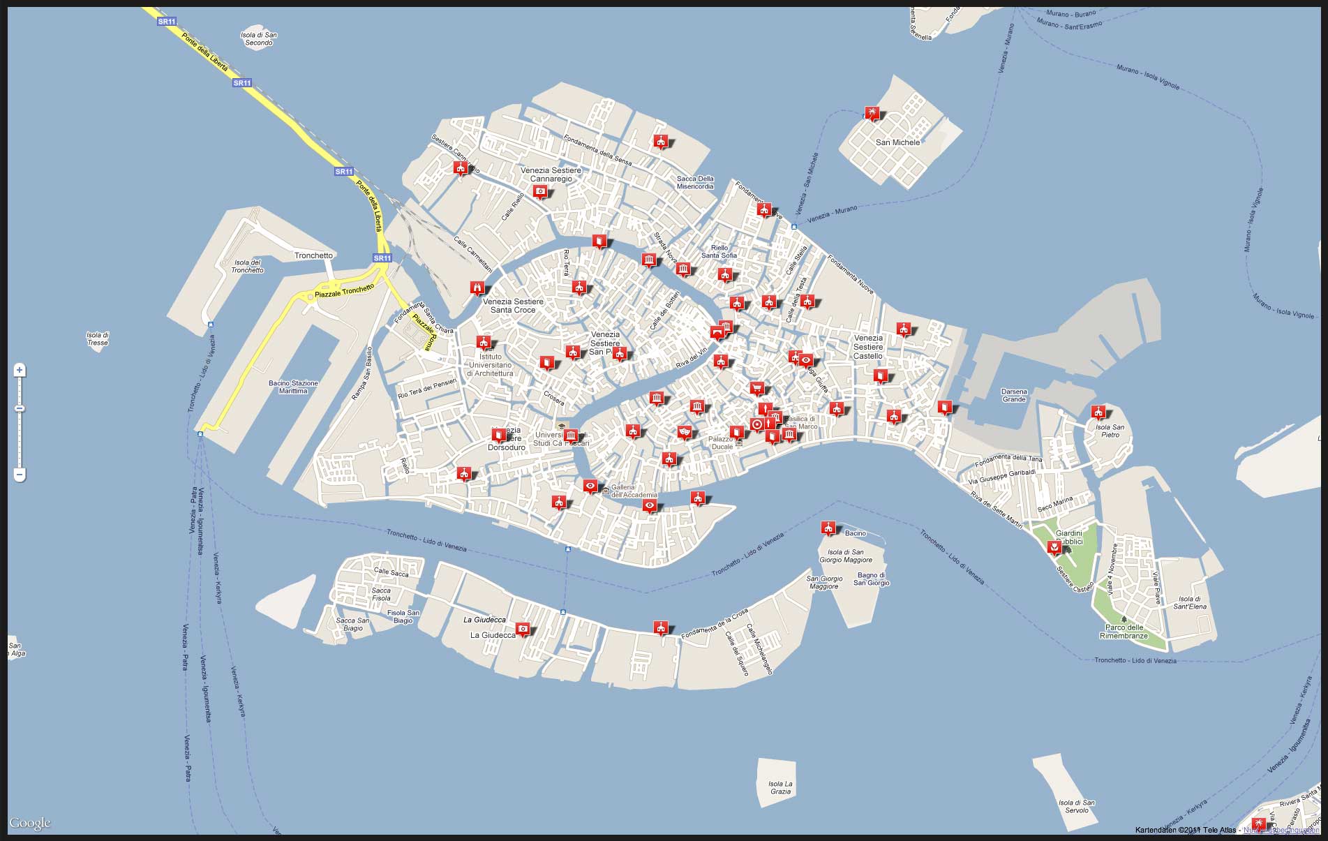 Mappa Venezia Cartina della città con attrazioni siti dinteresse e